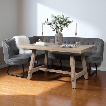 Hampton 150cm Dining Table & Frampton Corner Bench in Anthracite - RHF Hampton 150cm Dining Table & Frampton Corner Bench in Anthracite - RHF