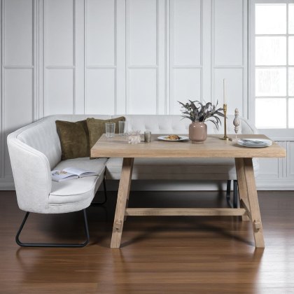 Hampton 150cm Dining Table & Frampton Corner Bench in White - LHF Hampton 150cm Dining Table & Frampton Corner Bench in White - LHF