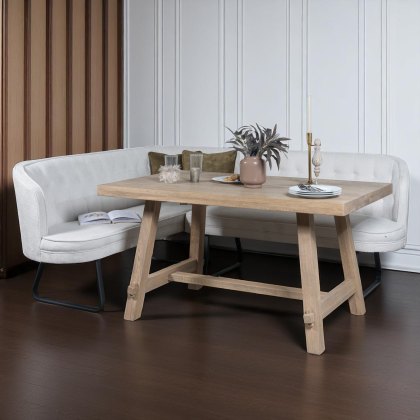 Hampton 150cm Dining Table & Frampton Corner Bench in White - LHF Hampton 150cm Dining Table & Frampton Corner Bench in White - LHF
