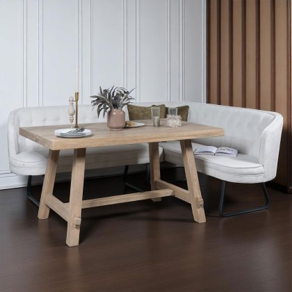 Hampton 150cm Dining Table & Frampton Corner Bench in White - RHF Hampton 150cm Dining Table & Frampton Corner Bench in White - RHF