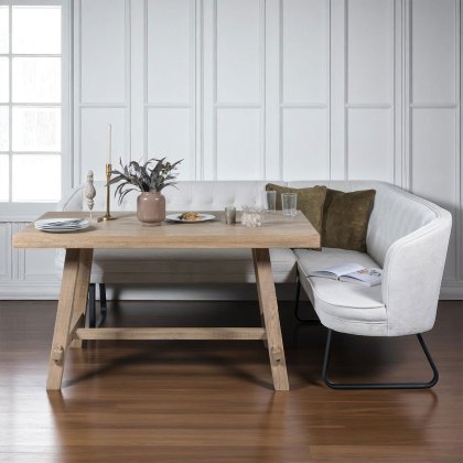 Hampton 150cm Dining Table & Frampton Corner Bench in White - RHF Hampton 150cm Dining Table & Frampton Corner Bench in White - RHF