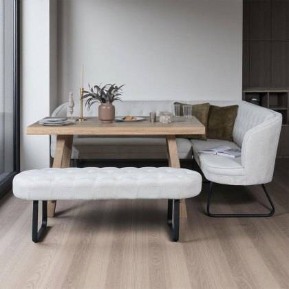 Hampton 150cm Dining Table & Frampton Corner LHF with Low Bench - White Hampton 150cm Dining Table & Frampton Corner LHF with Low Bench - White