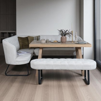 Hampton 150cm Dining Table & Frampton Corner RHF with Low Bench - White Hampton 150cm Dining Table & Frampton Corner RHF with Low Bench - White