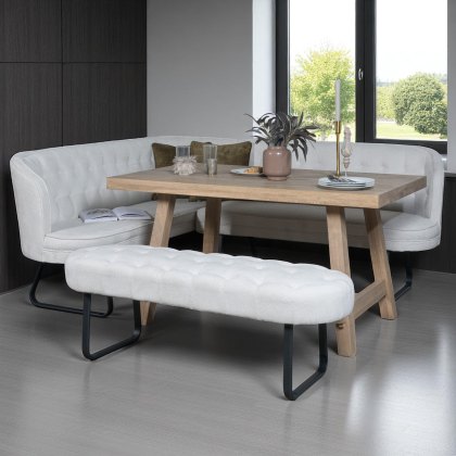 Hampton 150cm Dining Table & Frampton Corner RHF with Low Bench - White Hampton 150cm Dining Table & Frampton Corner RHF with Low Bench - White