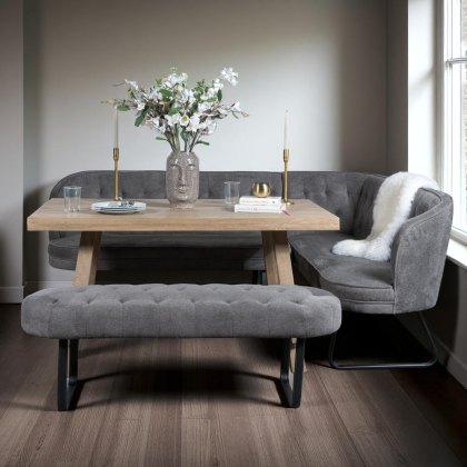 Hampton 150cm Dining Table & Frampton Corner LHF with Low Bench - Anthracite Hampton 150cm Dining Table & Frampton Corner LHF with Low Bench - Anthracite