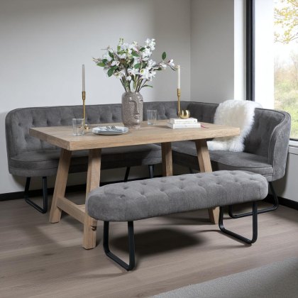 Hampton 150cm Dining Table & Frampton Corner LHF with Low Bench - Anthracite Hampton 150cm Dining Table & Frampton Corner LHF with Low Bench - Anthracite