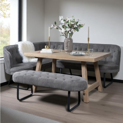 Hampton 150cm Dining Table & Frampton Corner RHF with Low Bench - Anthracite Hampton 150cm Dining Table & Frampton Corner RHF with Low Bench - Anthracite