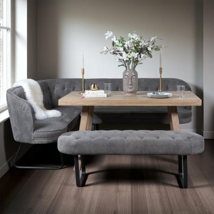 Hampton 150cm Dining Table & Frampton Corner RHF with Low Bench - Anthracite Hampton 150cm Dining Table & Frampton Corner RHF with Low Bench - Anthracite