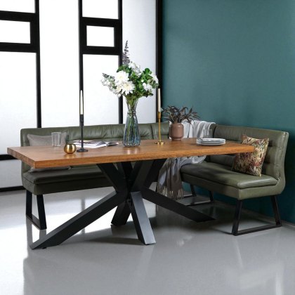 Soho 200cm Dining Table with Industrial Corner Bench in Olive Soho 200cm Dining Table with Industrial Corner Bench in Olive