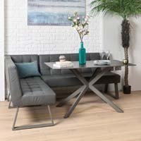 Saturn 135cm Dining Table Dark Grey & Rubix Corner Bench in Grey Saturn 135cm Dining Table Dark Grey & Rubix Corner Bench in Grey