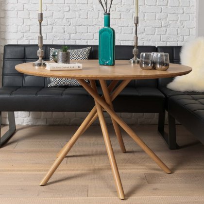 Saturn Round Dining Table 120cm in Oak Finish Saturn Round Dining Table 120cm in Oak Finish