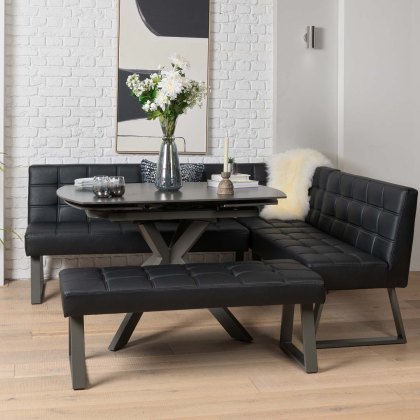 Saturn 130-190cm Motion Table Dark Grey & Rubix Corner Bench With Low Bench in Black Saturn 130-190cm Motion Table Dark Grey & Rubix Corner Bench With Low Bench in Black