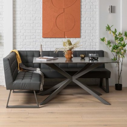 Saturn 150cm Dining Table Dark Grey & Rubix Corner Bench in Grey Saturn 150cm Dining Table Dark Grey & Rubix Corner Bench in Grey