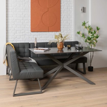 Saturn 150cm Dining Table Dark Grey & Rubix Corner Bench in Grey Saturn 150cm Dining Table Dark Grey & Rubix Corner Bench in Grey
