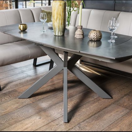 Saturn 130-190cm Motion Table Dark Grey & Sonoma Corner Bench in Putty Saturn 130-190cm Motion Table Dark Grey & Sonoma Corner Bench in Putty