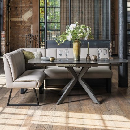 Saturn 130-190cm Motion Table Dark Grey & Sonoma Corner Bench in Putty Saturn 130-190cm Motion Table Dark Grey & Sonoma Corner Bench in Putty