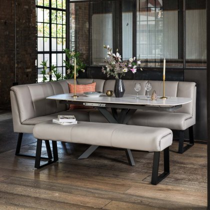 Saturn 130-190cm Motion Table White & Sonoma Corner Bench & Low 160cm Bench in Putty Saturn 130-190cm Motion Table White & Sonoma Corner Bench & Low 160cm Bench in Putty