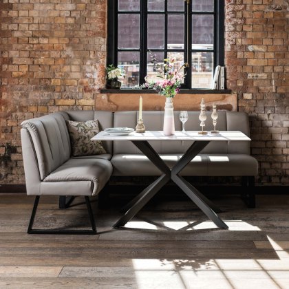 Saturn 135cm Dining Table White & Sonoma Corner Bench in Putty Saturn 135cm Dining Table White & Sonoma Corner Bench in Putty