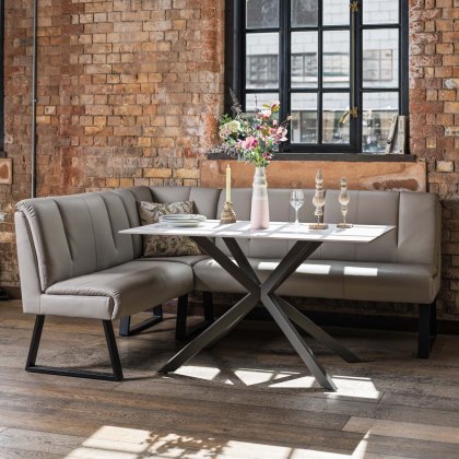 Saturn 135cm Dining Table White & Sonoma Corner Bench in Putty Saturn 135cm Dining Table White & Sonoma Corner Bench in Putty