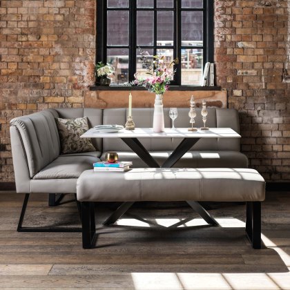 Saturn 135cm Dining Table White & Sonoma Corner with Low Bench 140cm in Putty Saturn 135cm Dining Table White & Sonoma Corner with Low Bench 140cm in Putty