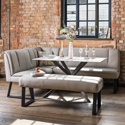 Saturn 135cm Dining Table White & Sonoma Corner with Low Bench 140cm in Putty Saturn 135cm Dining Table White & Sonoma Corner with Low Bench 140cm in Putty