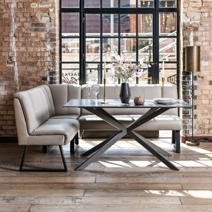 Saturn 150cm Dining Table Dark Grey & Sonoma Corner Bench in Putty Saturn 150cm Dining Table Dark Grey & Sonoma Corner Bench in Putty