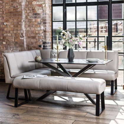 Saturn 150cm Dining Table Dark Grey & Sonoma Corner with Low Bench 160cm in Putty Saturn 150cm Dining Table Dark Grey & Sonoma Corner with Low Bench 160cm in Putty