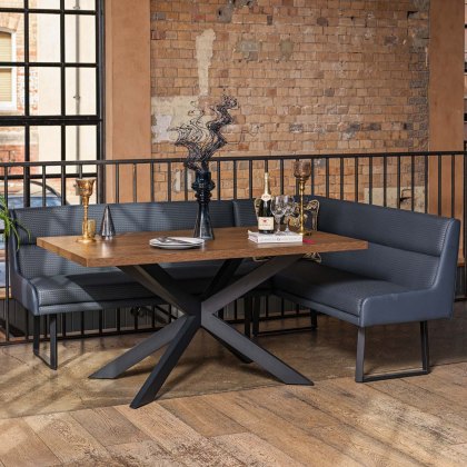 Jupiter Dining Set - Dark Oak - With LHF Corner Bench in Blue Jupiter Dining Set - Dark Oak - With LHF Corner Bench in Blue