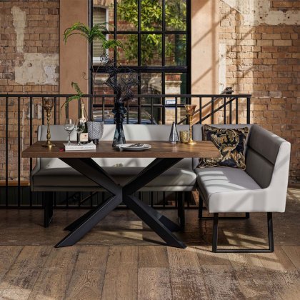 Jupiter Dining Set - Dark Oak - With LHF Corner Bench in Light Grey Jupiter Dining Set - Dark Oak - With LHF Corner Bench in Light Grey
