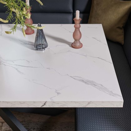 Jupiter Dining Set - Marble Effect - With RHF Corner Bench in Blue Jupiter Dining Set - Marble Effect - With RHF Corner Bench in Blue