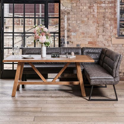 Brisbane 180cm Dining Table & Industrial Corner Bench in Grey Brisbane 180cm Dining Table & Industrial Corner Bench in Grey