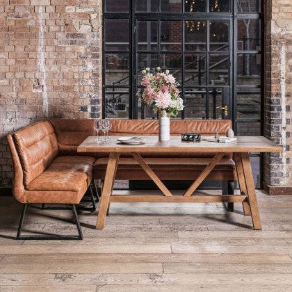 Brisbane 180cm Dining Table & Industrial Corner Bench in Tan Brisbane 180cm Dining Table & Industrial Corner Bench in Tan