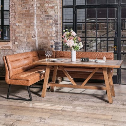 Brisbane 180cm Dining Table & Industrial Corner Bench in Tan Brisbane 180cm Dining Table & Industrial Corner Bench in Tan