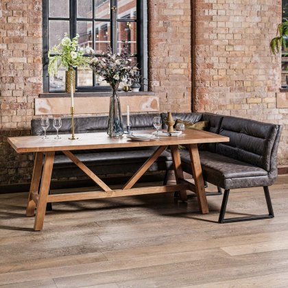 Brisbane 200cm Dining Table & Industrial Corner Bench in Grey Brisbane 200cm Dining Table & Industrial Corner Bench in Grey