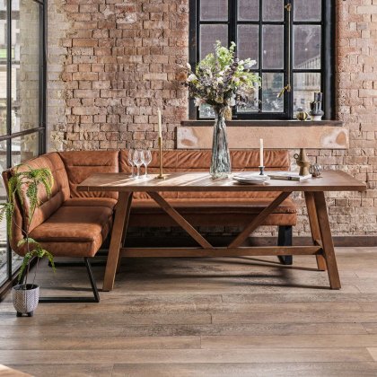 Brisbane 200cm Dining Table & Industrial Corner Bench in Tan Brisbane 200cm Dining Table & Industrial Corner Bench in Tan