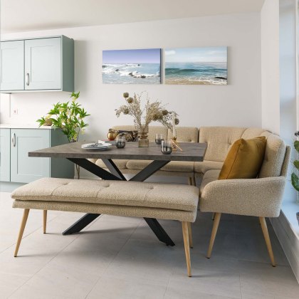 Jupiter 150cm Dining Table - Faux Concrete - With Sloane Corner & Low Bench Jupiter 150cm Dining Table - Faux Concrete - With Sloane Corner & Low Bench