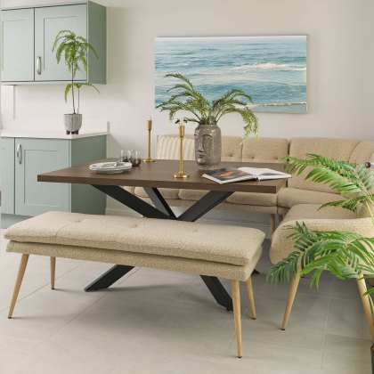 Jupiter 150cm Dining Table - Dark Oak - With Sloane Corner & Low Bench Jupiter 150cm Dining Table - Dark Oak - With Sloane Corner & Low Bench