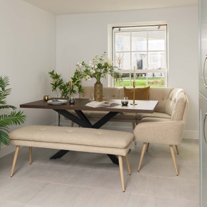 Jupiter 180cm Dining Table - Dark Oak - With Sloane Corner & Low Bench Jupiter 180cm Dining Table - Dark Oak - With Sloane Corner & Low Bench