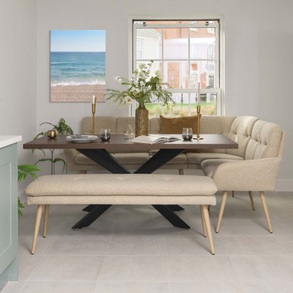 Jupiter 180cm Dining Table - Dark Oak - With Sloane Corner & Low Bench Jupiter 180cm Dining Table - Dark Oak - With Sloane Corner & Low Bench
