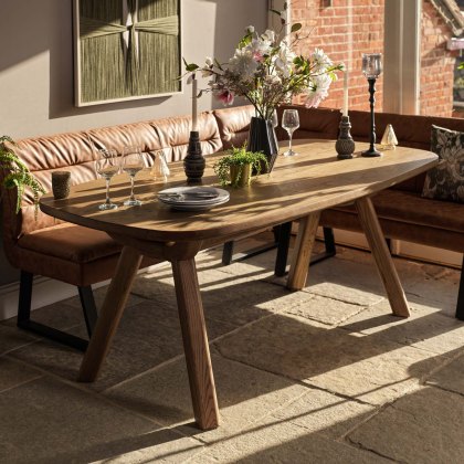 Ashmore 200cm Dining Table with Industrial Corner Bench - Tan Ashmore 200cm Dining Table with Industrial Corner Bench - Tan