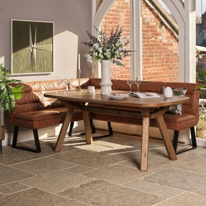 Ashmore 200cm Dining Table with Industrial Corner Bench - Tan Ashmore 200cm Dining Table with Industrial Corner Bench - Tan