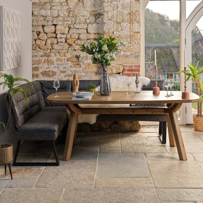 Ashmore 200cm Dining Table with Industrial Corner Bench - Grey Ashmore 200cm Dining Table with Industrial Corner Bench - Grey