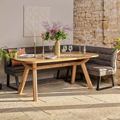Ashmore 200cm Dining Table with Industrial Corner Bench - Grey Ashmore 200cm Dining Table with Industrial Corner Bench - Grey