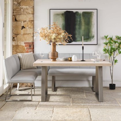 Neptune 150cm Dining Table with RHF Corner Bench - Misty Neptune 150cm Dining Table with RHF Corner Bench - Misty