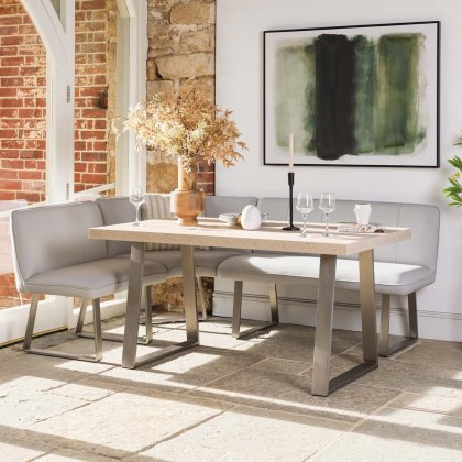 Neptune 150cm Dining Table with RHF Corner Bench - Misty Neptune 150cm Dining Table with RHF Corner Bench - Misty