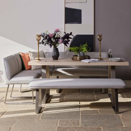 Neptune 180cm Dining Table with RHF Corner Bench & 160cm Low Bench - Misty Neptune 180cm Dining Table with RHF Corner Bench & 160cm Low Bench - Misty