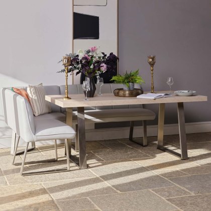 Neptune 180cm Dining Table with RHF Corner Bench - Misty Neptune 180cm Dining Table with RHF Corner Bench - Misty
