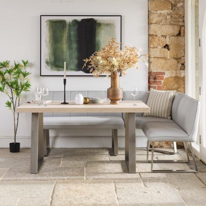 Neptune 150cm Dining Table with LHF Corner Bench - Misty Neptune 150cm Dining Table with LHF Corner Bench - Misty