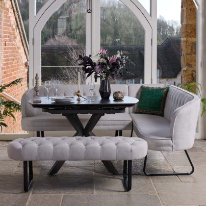 Saturn Dark Grey Motion Table with LHF Frampton Corner Bench & Low Bench - White Saturn Dark Grey Motion Table with LHF Frampton Corner Bench & Low Bench - White