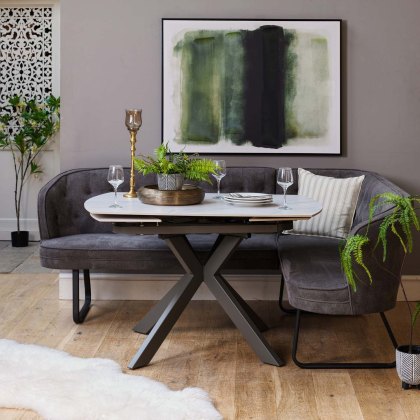 Saturn White Motion Table with LHF Frampton Corner Bench - Anthracite Saturn White Motion Table with LHF Frampton Corner Bench - Anthracite